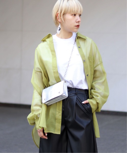 JOINT WORKS（ジョイントワークス）の「J-ソフトオーガンジーシャツ（シャツ/ブラウス・レディース・アイボリー/カーキ/ネイビー/ピンク・FREE）」の5枚目の写真