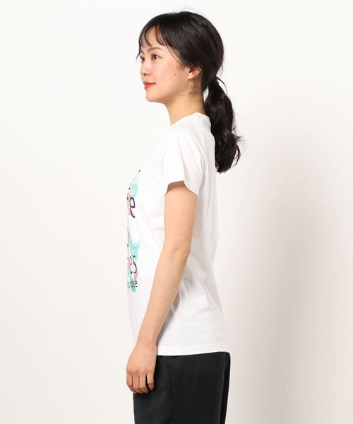 VIBGYOR Women（ヴィブジョー　ウィメン）の「AC 葉柄ﾛｺﾞT（AB)（Tシャツ/カットソー・レディース・ホワイト/ネイビー/ピンク/グレー・MEDIUM/LARGE）」の6枚目の写真