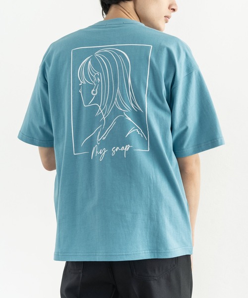 Rocky Monroe（ロッキーモンロー）の「オーバーサイズ レトロモダン グラフィックバックプリントT（Tシャツ/カットソー・メンズ・サックスブルー系/ブラック系2/グリーン系1/ホワイト系2/サックスブルー系1/ブラック系1/グレイッシュベージュ/オフホワイト/グレー系/ブラック/ベージュ系/グリーン系2/パープル/パープル系/サックスブルー系2/ベージュ系1/ベージュ系2/ホワイト系1/サックスブルー/ホワイト系・S/M/L）」の17枚目の写真