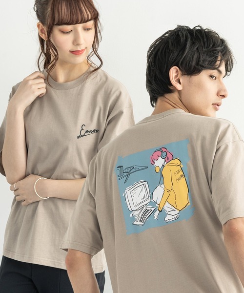 Rocky Monroe（ロッキーモンロー）の「オーバーサイズ レトロモダン グラフィックバックプリントT（Tシャツ/カットソー・メンズ・サックスブルー系/ブラック系2/グリーン系1/ホワイト系2/サックスブルー系1/ブラック系1/グレイッシュベージュ/オフホワイト/グレー系/ブラック/ベージュ系/グリーン系2/パープル/パープル系/サックスブルー系2/ベージュ系1/ベージュ系2/ホワイト系1/サックスブルー/ホワイト系・S/M/L）」の10枚目の写真