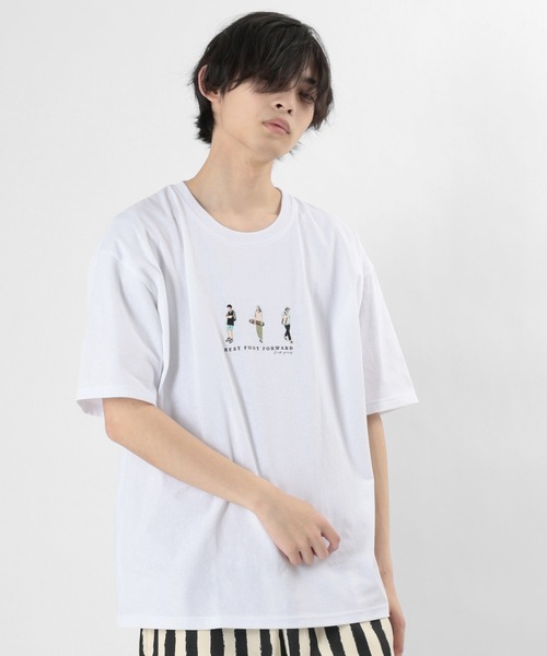 make a ray!（メイク ア レイ！）の「Three Street Style Icon/ストリートスタイル アイコン 刺繍 半袖Tシャツ（Tシャツ/カットソー・メンズ・ベージュ/ネイビー/オフホワイト・M/L）」の12枚目の写真