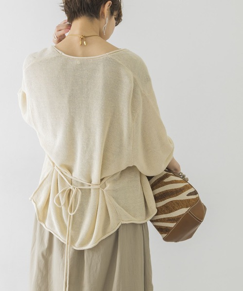 URBAN RESEARCH(アーバンリサーチ)の「麻混カシュクールカーディガン(カーディガン/ボレロ・レディース・ブラウン系その他/ライトグレー/オフホワイト・FREE)」の2枚目の写真