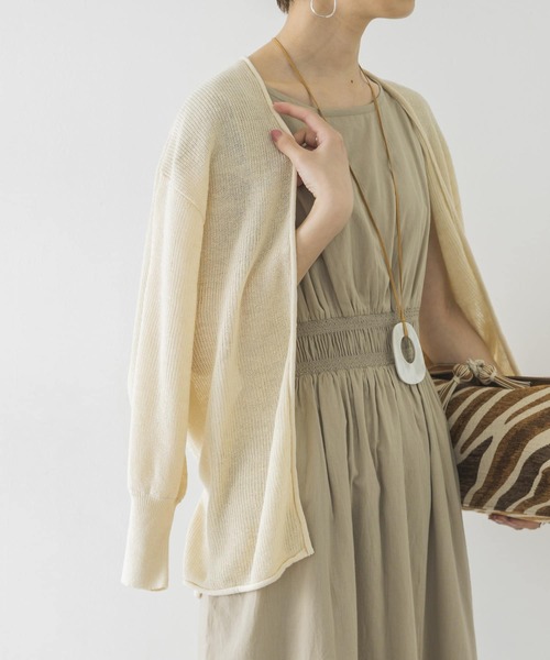 URBAN RESEARCH(アーバンリサーチ)の「麻混カシュクールカーディガン(カーディガン/ボレロ・レディース・ブラウン系その他/ライトグレー/オフホワイト・FREE)」の4枚目の写真