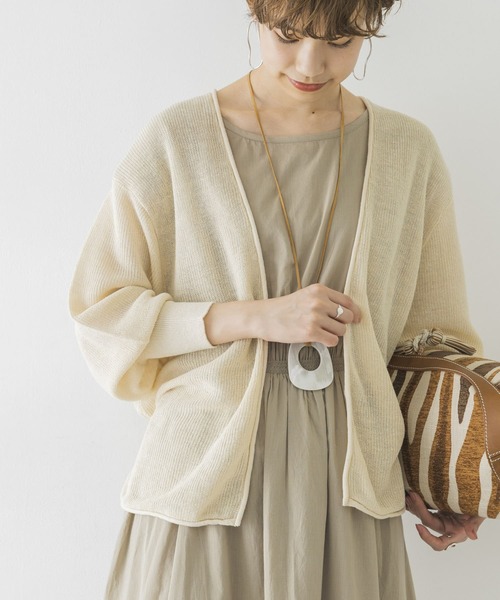 URBAN RESEARCH(アーバンリサーチ)の「麻混カシュクールカーディガン(カーディガン/ボレロ・レディース・ブラウン系その他/ライトグレー/オフホワイト・FREE)」の5枚目の写真