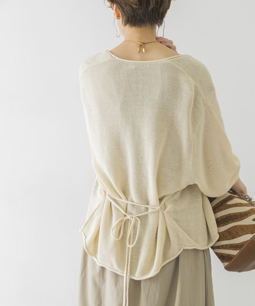 URBAN RESEARCH(アーバンリサーチ)の「麻混カシュクールカーディガン(カーディガン/ボレロ・レディース・ブラウン系その他/ライトグレー/オフホワイト・FREE)」の6枚目の写真