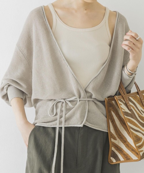 URBAN RESEARCH(アーバンリサーチ)の「麻混カシュクールカーディガン(カーディガン/ボレロ・レディース・ブラウン系その他/ライトグレー/オフホワイト・FREE)」の10枚目の写真