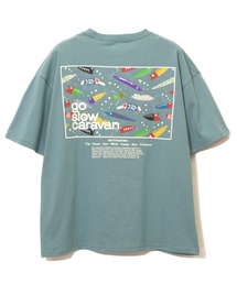 USA/C gscコンセプトカラー スクエアLOGOバックプリントゆったりTEE W