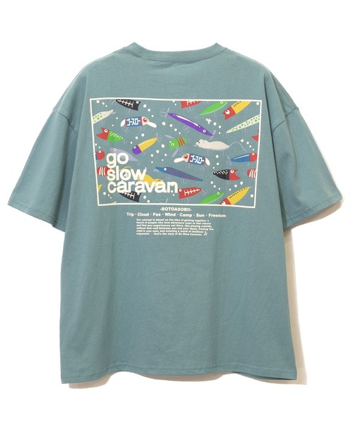 go slow caravan(ゴースローキャラバン)の「USA/C gscコンセプトカラー スクエアLOGOバックプリントゆったりTEE W(Tシャツ/カットソー・レディース・グリーン/ブラック系その他/ナチュラル/ブルー系その他/パープル系その他/サックスブルー系・FREE)」の5枚目の写真