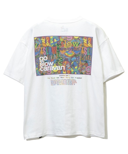 go slow caravan(ゴースローキャラバン)の「USA/C gscコンセプトカラー スクエアLOGOバックプリントゆったりTEE W(Tシャツ/カットソー・レディース・グリーン/ブラック系その他/ナチュラル/ブルー系その他/パープル系その他/サックスブルー系・FREE)」の6枚目の写真