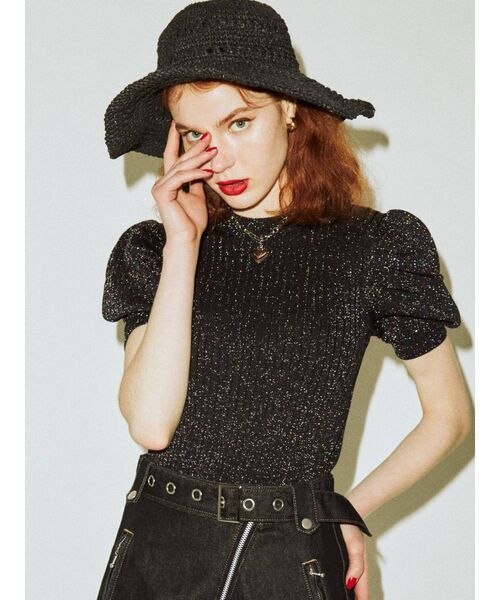 jouetie（ジュエティ）の「パワーショルダーハイネックニット（ニット/セーター・レディース・ブラック/パープル/その他1/ブルー/その他2・MEDIUM）」の7枚目の写真