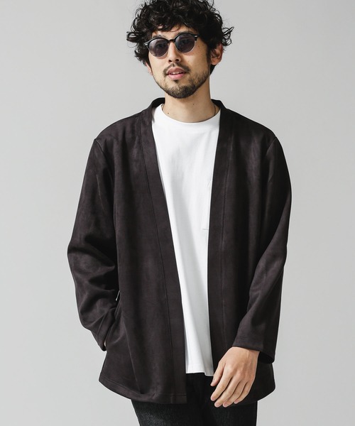 NANO universe（ナノユニバース）の「ネオスウェード着流しカットカーディガン（カーディガン/ボレロ・メンズ・ブラック/ベージュ/ネイビー・L/M）」の10枚目の写真