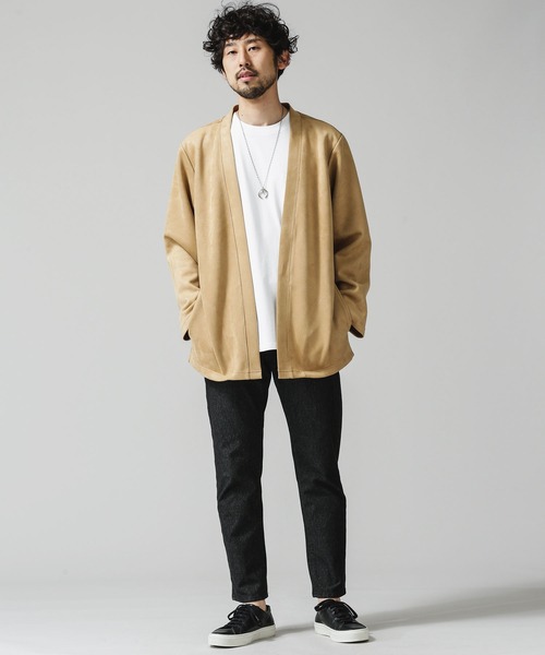 NANO universe（ナノユニバース）の「ネオスウェード着流しカットカーディガン（カーディガン/ボレロ・メンズ・ブラック/ベージュ/ネイビー・L/M）」の7枚目の写真