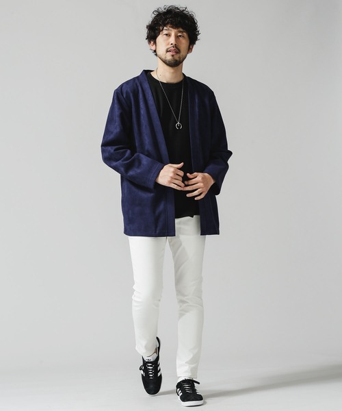 NANO universe（ナノユニバース）の「ネオスウェード着流しカットカーディガン（カーディガン/ボレロ・メンズ・ブラック/ベージュ/ネイビー・L/M）」の5枚目の写真
