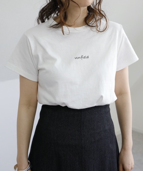 UNFIELD（アンフィールド）の「【UNFIELD unfieldロゴTシャツ】（Tシャツ/カットソー・レディース・ホワイト/ブラック・FREE）」の5枚目の写真