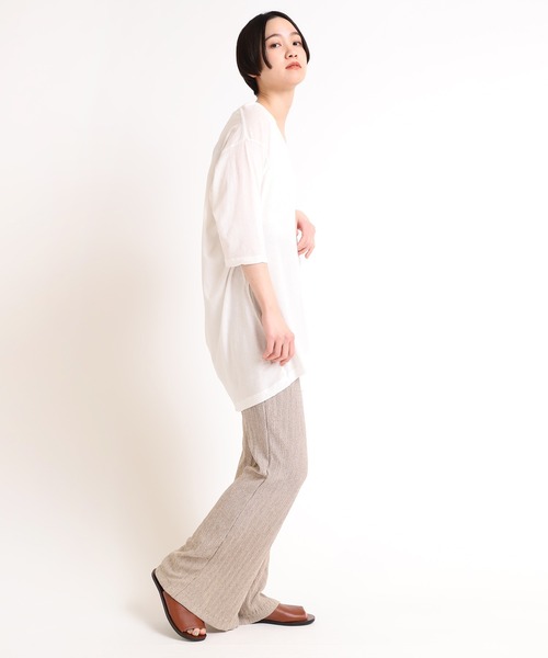 Audition（オーディション）の「M1630 ツイストネックバックタックT（Tシャツ/カットソー・レディース・ホワイト/オリーブドラブ/チャコールグレー・MEDIUM）」の10枚目の写真
