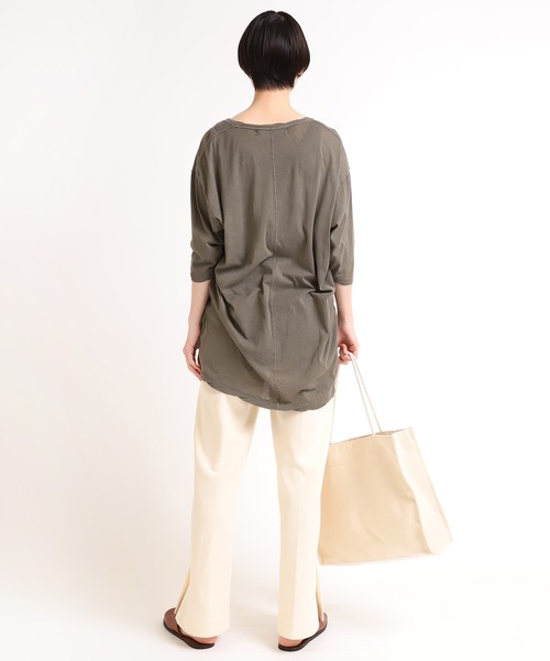 Audition（オーディション）の「M1630 ツイストネックバックタックT（Tシャツ/カットソー・レディース・ホワイト/オリーブドラブ/チャコールグレー・MEDIUM）」の18枚目の写真