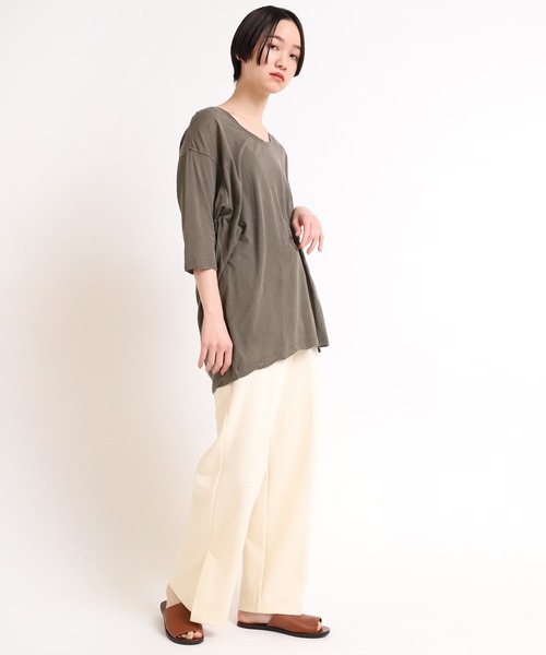 Audition（オーディション）の「M1630 ツイストネックバックタックT（Tシャツ/カットソー・レディース・ホワイト/オリーブドラブ/チャコールグレー・MEDIUM）」の22枚目の写真