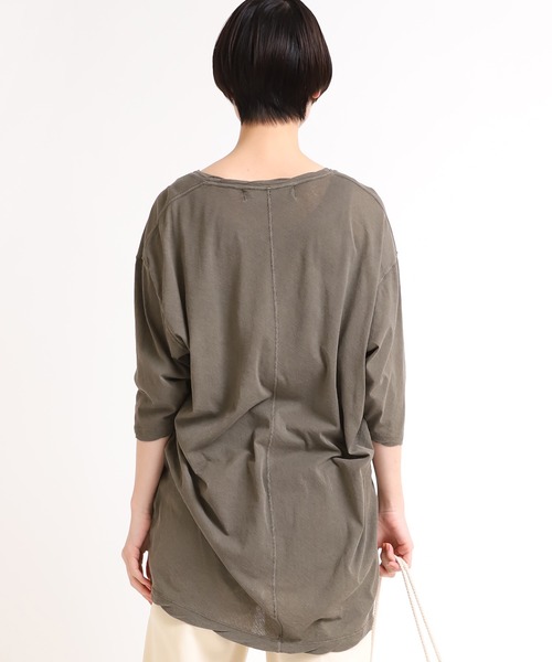 Audition（オーディション）の「M1630 ツイストネックバックタックT（Tシャツ/カットソー・レディース・ホワイト/オリーブドラブ/チャコールグレー・MEDIUM）」の13枚目の写真
