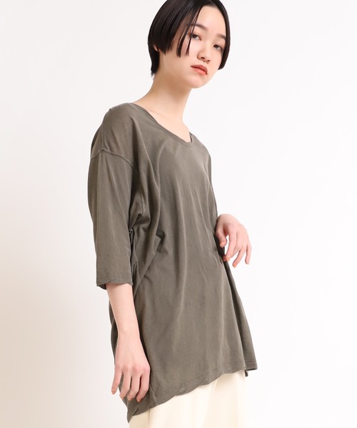Audition（オーディション）の「M1630 ツイストネックバックタックT（Tシャツ/カットソー・レディース・ホワイト/オリーブドラブ/チャコールグレー・MEDIUM）」の5枚目の写真