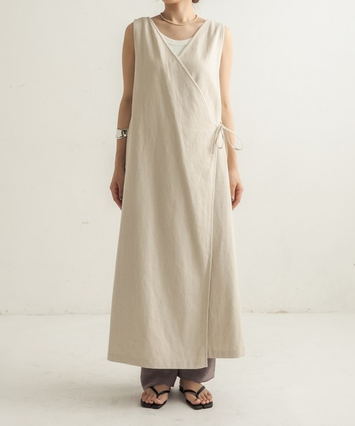 CAPRICIEUX LE'MAGE(カプリシューレマージュ)の「ラミーコットンマルチ2WAYワンピース(ワンピース・レディース・アイボリー/ダークブラウン・FREE)」の4枚目の写真