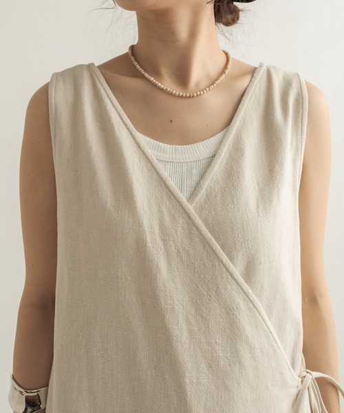 CAPRICIEUX LE'MAGE(カプリシューレマージュ)の「ラミーコットンマルチ2WAYワンピース(ワンピース・レディース・アイボリー/ダークブラウン・FREE)」の8枚目の写真