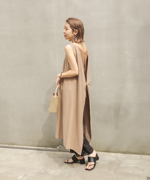 CAPRICIEUX LE'MAGE(カプリシューレマージュ)の「ラミーコットンマルチ2WAYワンピース(ワンピース・レディース・アイボリー/ダークブラウン・FREE)」の15枚目の写真