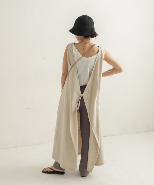 CAPRICIEUX LE'MAGE(カプリシューレマージュ)の「ラミーコットンマルチ2WAYワンピース(ワンピース・レディース・アイボリー/ダークブラウン・FREE)」の3枚目の写真