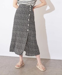 レトロ小花柄スリットスカート