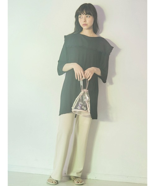 merry jenny（メリージェニー）の「PVCお花咲いた巾着Bag（ハンドバッグ・レディース・ピンク/ブルー/ブラック・FREE）」の7枚目の写真