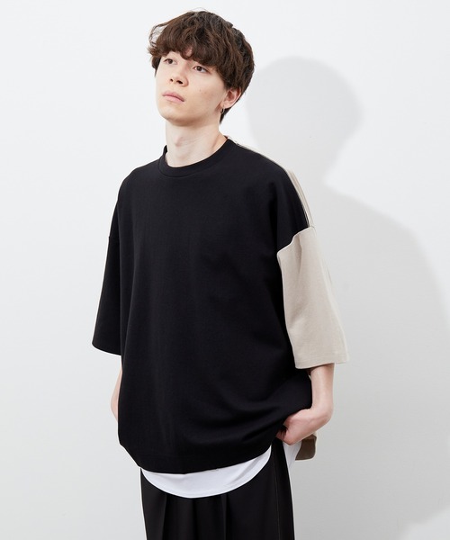 JUNRED(ジュンレッド)の「襟配色TEE(Tシャツ/カットソー・メンズ・ホワイト/ブラック/ベージュ・M/L)」の3枚目の写真