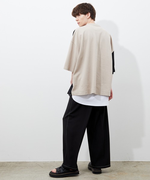 JUNRED(ジュンレッド)の「襟配色TEE(Tシャツ/カットソー・メンズ・ホワイト/ブラック/ベージュ・M/L)」の6枚目の写真