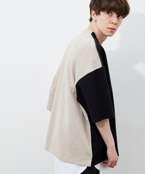 JUNRED(ジュンレッド)の「襟配色TEE(Tシャツ/カットソー・メンズ・ホワイト/ブラック/ベージュ・M/L)」の4枚目の写真