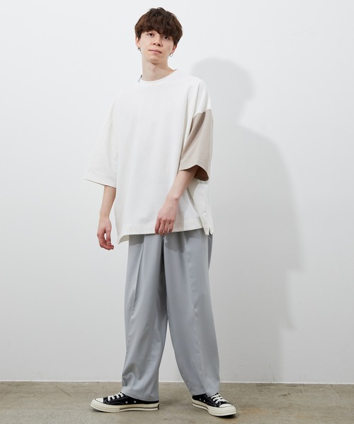 JUNRED(ジュンレッド)の「襟配色TEE(Tシャツ/カットソー・メンズ・ホワイト/ブラック/ベージュ・M/L)」の9枚目の写真