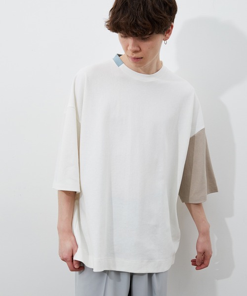JUNRED(ジュンレッド)の「襟配色TEE(Tシャツ/カットソー・メンズ・ホワイト/ブラック/ベージュ・M/L)」の7枚目の写真