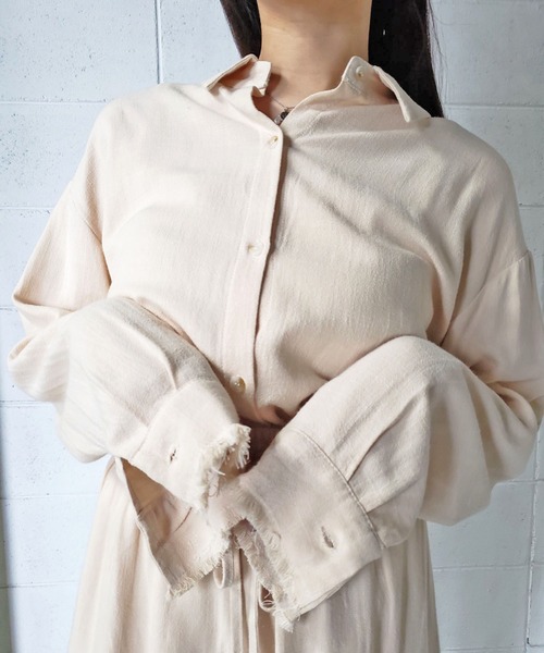 me+em select（ミームセレクト）の「【数量限定販売】【 リネンセットアップ 】オーバーシャツ＆ショートパンツ SET（セットアップ・レディース・キャメル/ベージュ系その他/ホワイト/ブラック/ベージュ・FREE）」の15枚目の写真