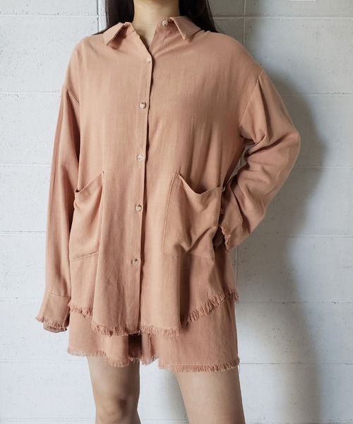 me+em select（ミームセレクト）の「【数量限定販売】【 リネンセットアップ 】オーバーシャツ＆ショートパンツ SET（セットアップ・レディース・キャメル/ベージュ系その他/ホワイト/ブラック/ベージュ・FREE）」の22枚目の写真