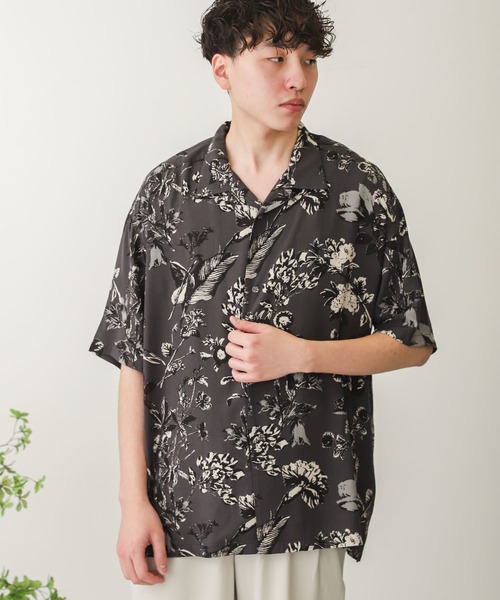 SENSE OF PLACE by URBAN RESEARCH（センスオブプレイスバイアーバンリサーチ）の「ボタニカルオープンカラーシャツ(5分袖)（シャツ/ブラウス・メンズ・グレー系その他/ベージュ系その他・MEDIUM/LARGE）」の11枚目の写真