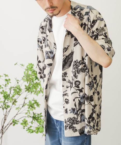 SENSE OF PLACE by URBAN RESEARCH（センスオブプレイスバイアーバンリサーチ）の「ボタニカルオープンカラーシャツ(5分袖)（シャツ/ブラウス・メンズ・グレー系その他/ベージュ系その他・MEDIUM/LARGE）」の5枚目の写真