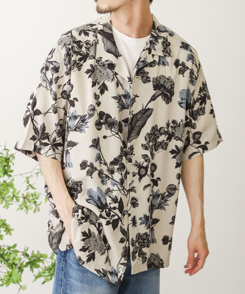 SENSE OF PLACE by URBAN RESEARCH（センスオブプレイスバイアーバンリサーチ）の「ボタニカルオープンカラーシャツ(5分袖)（シャツ/ブラウス・メンズ・グレー系その他/ベージュ系その他・MEDIUM/LARGE）」の17枚目の写真
