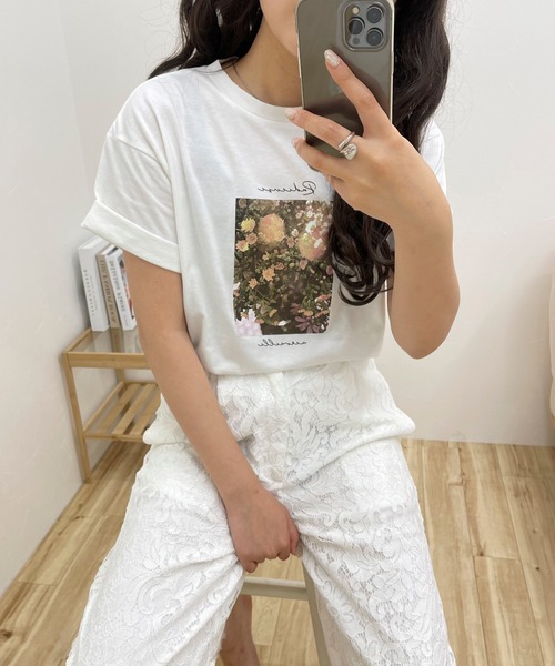 Ambre Neige(アンブルネージュ)の「アソートプリントフラワーTシャツ/【WEB/EC限定商品】(Tシャツ/カットソー・レディース・ホワイト系1/ホワイト系2/ベージュ系その他/ベージュ・FREE)」の8枚目の写真