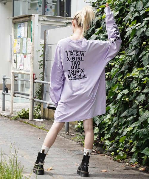 X-girl（エックスガール）の「T.P.S.W L/S TEE DRESS（ワンピース・レディース・ライトパープル/ブラック/ライトブルー/ホワイト・S/M）」の4枚目の写真