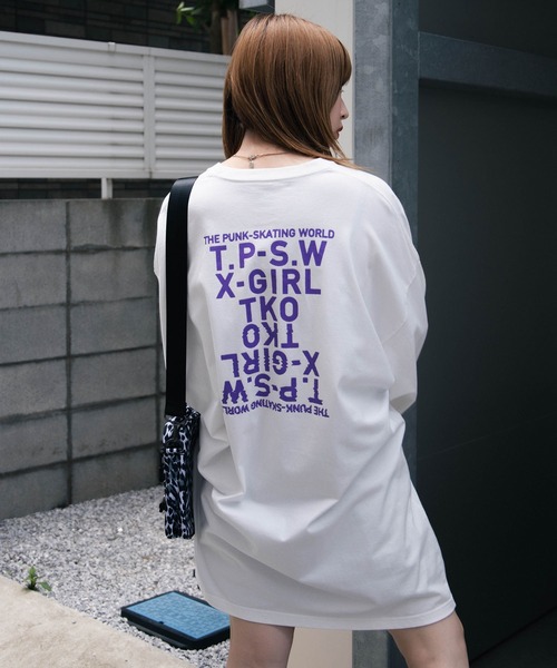 X-girl（エックスガール）の「T.P.S.W L/S TEE DRESS（ワンピース・レディース・ライトパープル/ブラック/ライトブルー/ホワイト・S/M）」の19枚目の写真