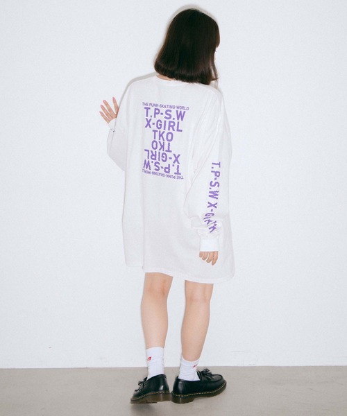 X-girl（エックスガール）の「T.P.S.W L/S TEE DRESS（ワンピース・レディース・ライトパープル/ブラック/ライトブルー/ホワイト・S/M）」の16枚目の写真