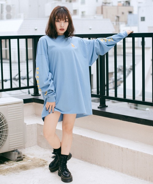 X-girl（エックスガール）の「T.P.S.W L/S TEE DRESS（ワンピース・レディース・ライトパープル/ブラック/ライトブルー/ホワイト・S/M）」の13枚目の写真