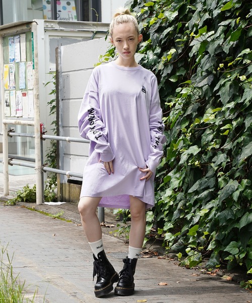 X-girl（エックスガール）の「T.P.S.W L/S TEE DRESS（ワンピース・レディース・ライトパープル/ブラック/ライトブルー/ホワイト・S/M）」の12枚目の写真