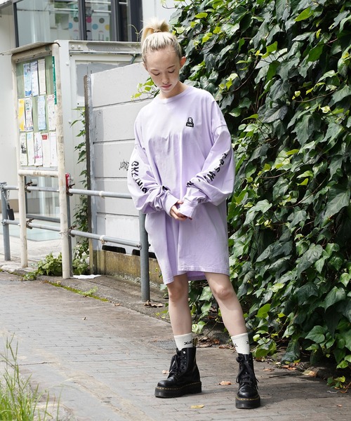 X-girl（エックスガール）の「T.P.S.W L/S TEE DRESS（ワンピース・レディース・ライトパープル/ブラック/ライトブルー/ホワイト・S/M）」の18枚目の写真