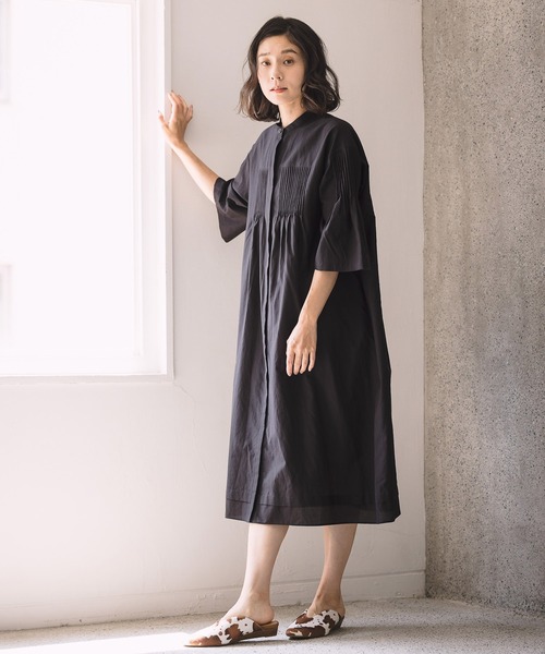 LEPSIM(レプシィム)の「綿シルクタックワンピース 954071(ワンピース・レディース・ホワイト/ブラック・FREE)」の6枚目の写真