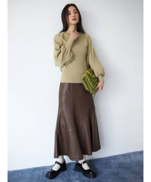 COTORICA（コトリカ）の「フェイクレザーパイピングマーメイドスカート（スカート・レディース・ブラック/ブラウン/その他1・SMALL/MEDIUM）」の10枚目の写真