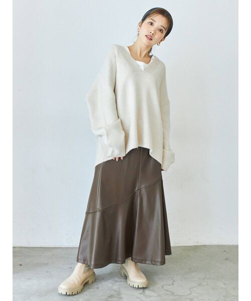 COTORICA（コトリカ）の「フェイクレザーパイピングマーメイドスカート（スカート・レディース・ブラック/ブラウン/その他1・SMALL/MEDIUM）」の17枚目の写真