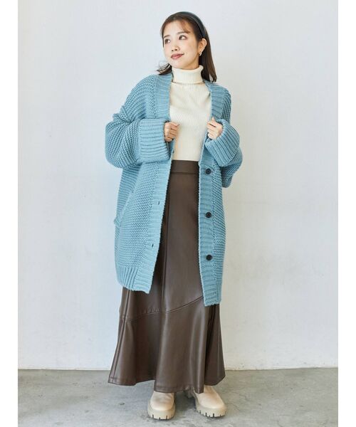 COTORICA（コトリカ）の「フェイクレザーパイピングマーメイドスカート（スカート・レディース・ブラック/ブラウン/その他1・SMALL/MEDIUM）」の6枚目の写真